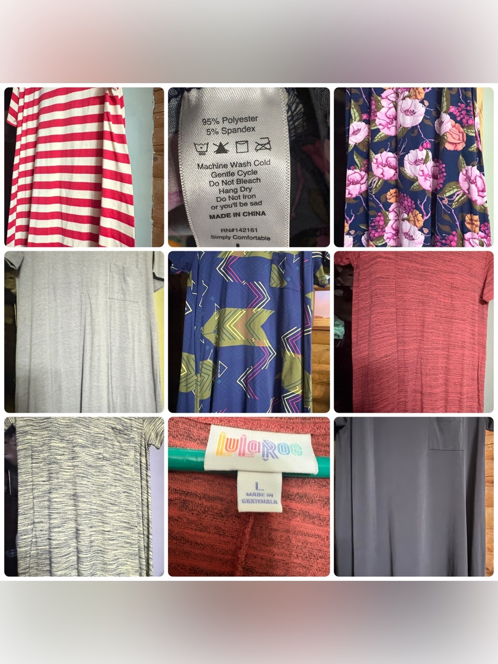 LuLaRoe Mixed Print & Solid Dress Lot - Navy, Pink, Gray, Coral